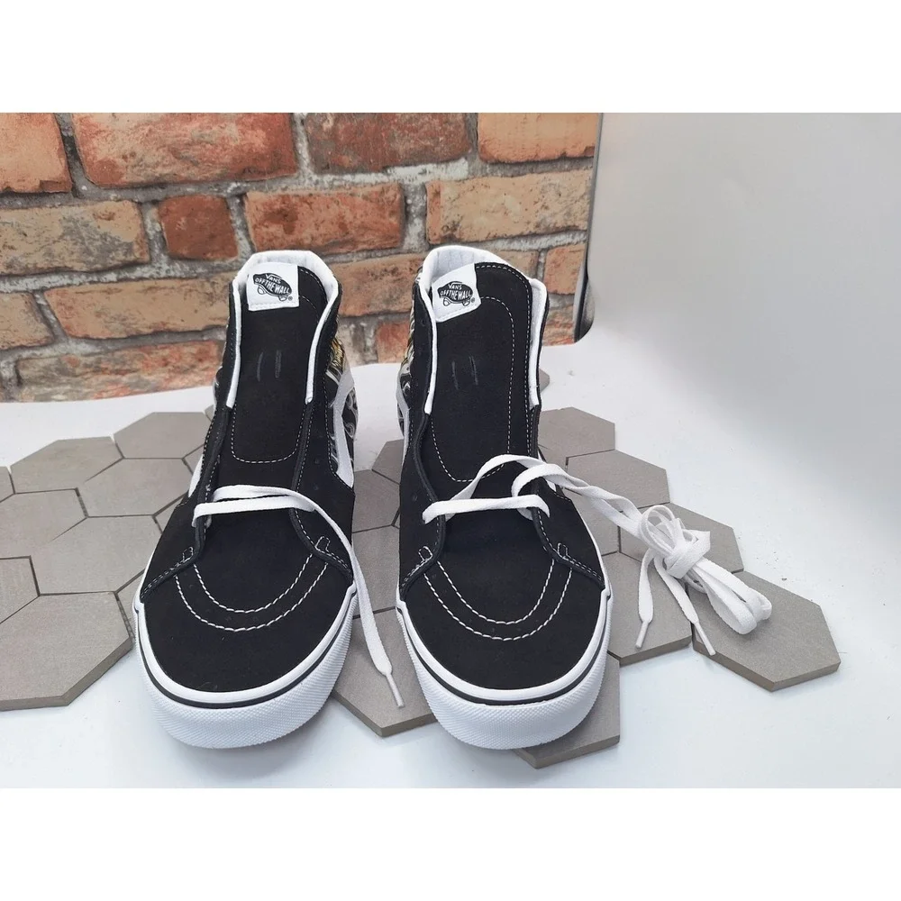 Vans Sk8-Hi Flame Skull Black True White Size US 13 Men New VN0007NSBMW Sneaker‎